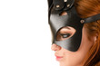 profile face submissive woman in mask BDSM closeup