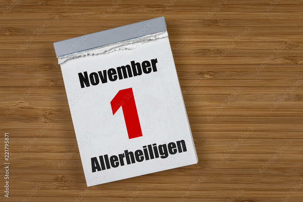 Photo Stock Allerheiligen 1. November Kalender | Adobe Stock