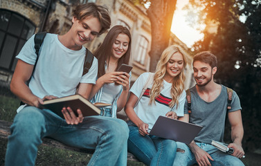 Wall Mural - Students near university