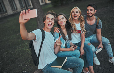 Wall Mural - Students near university