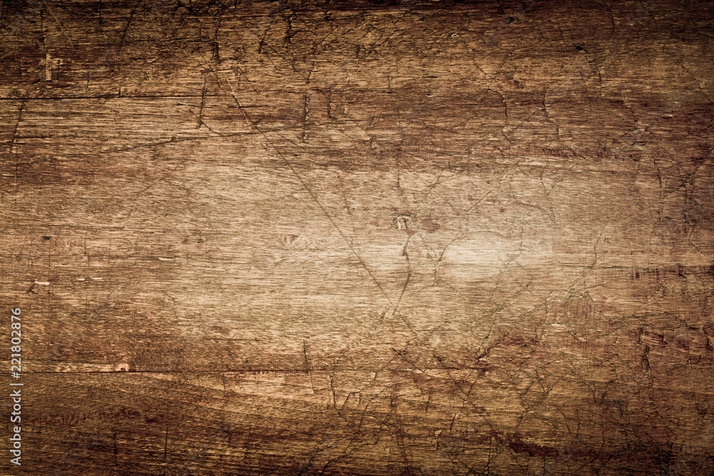 Obraz na płótnie Dark Brown Wood Texture with Scratches as Background w salonie
