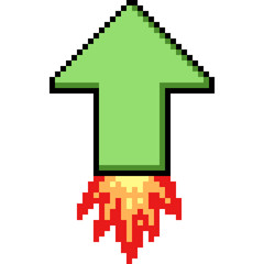 Sticker - vector pixel art arrow raise