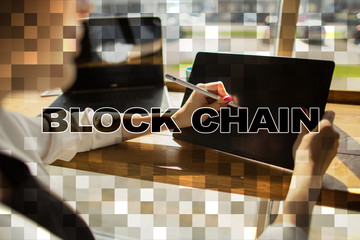 blockchain technology concept. internet money transfer. cryptocurrency.