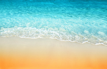 Wall Mural - tropical sand beach and sea wave background