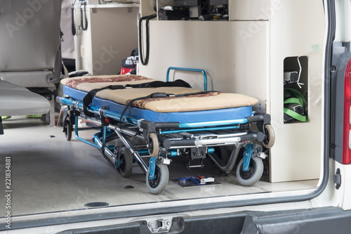 救急車に搭載されているストレッチャー Stock Photo Adobe Stock