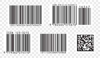 bar code icon. set of modern flat barcode. can be use as a template for products. mockup. vector.