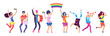 Lgbt parade. People holding rainbow flag. Gay love pride, sexual discrimination protest vector concept. Illustration of gay people, homosexual community