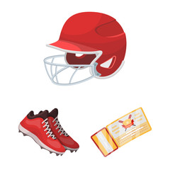 Poster - Baseball and attributes cartoon icons in set collection for design.Baseball player and equipment vector symbol stock web illustration.