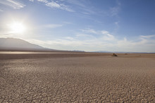 Late Afternoon View Of Dry Lake Close To Death Valley National Park In California's Mojave Desert.  