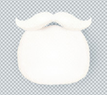 White Furry Vector Santa Claus Beard Isolated On Transparency Grid Background