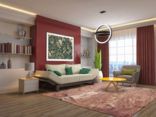 Interior Of The Living Room. 3D Illustration