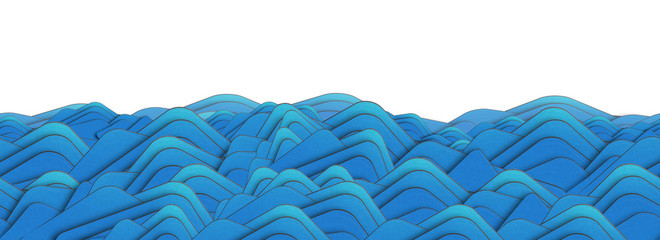 Paper waves seamless pattern. Abstract blue background