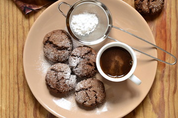 Wall Mural - Chocolate cookies with cracks, top view