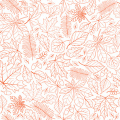 Wall Mural - Fall leaf nature seamless pattern. Autumn leaves background. Sea