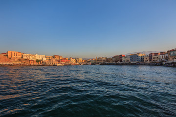 Wall Mural - sunset in port of Chania, Crete