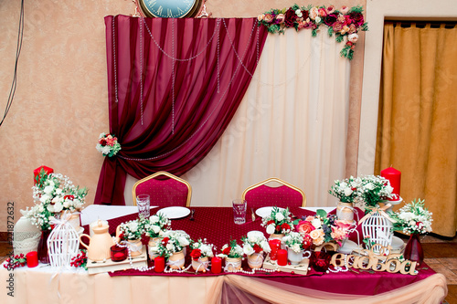 Dark Red Marsala Wine Red Bordeaux Wedding Decor Peach Light