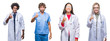 © Krakenimages.com - Collage of group of doctor, nurse, surgeon people over isolated background doing happy thumbs up gesture with hand. Approving expression looking at the camera with showing success.