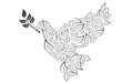 dove with branch. vector international day of peace.bird sketch line art figured outline