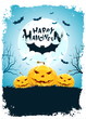 Leinwandbild Motiv Halloween Background with Bat and Pumpkin