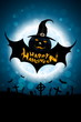 Leinwandbild Motiv Halloween Background with Bat Monster