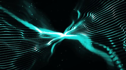 Wall Mural - wavy structure with particles rotating in a cyber space. abstract organic curve. seamless loop.