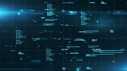 Wall Mural - system interface with information on a screen. abstract hud background with program code modules mov