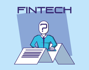 Sticker - man with fintech concept