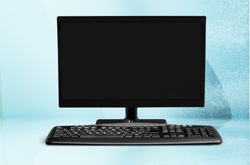 Poster - Desktop computer  and keyboard  on background