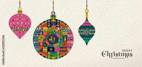 Photographie Christmas and New Year retro folk art ornament