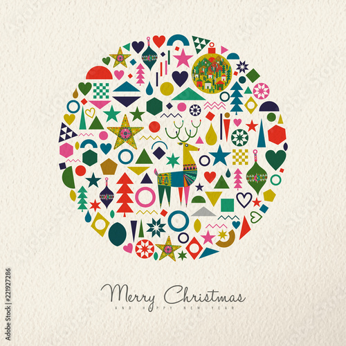 Fotografija Christmas and New Year retro folk art ornament