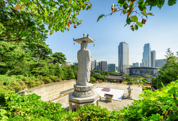 Wonderful view of Seoul skyline from Bongeunsa Temple