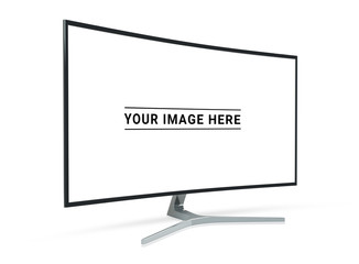 Wall Mural - side view of curved monitor computer 3d rendering