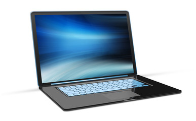 Wall Mural - isolated modern black laptop with shadow side view 3d rendering