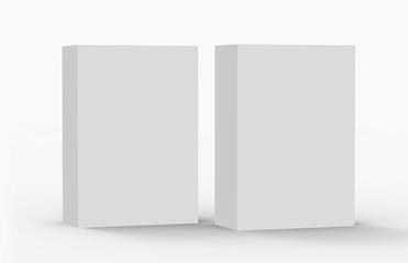 White Packaging Box, Mock Up Template On Isolated White Background, Ready For Your Design, 3D Illustration