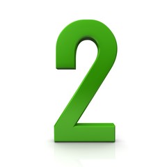 2 two number sign symbol icon 3d green isolated second render graphic