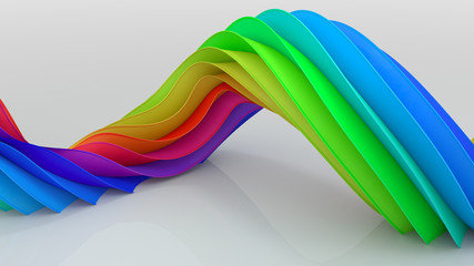 Canvas Print - Bright colorful curved twisted shape 3D rendering