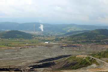 Wall Mural - open pit coal mine and thermal power plant Pljevlja Montenegro