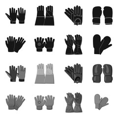 Wall Mural - Isolated object of glove and winter symbol. Collection of glove and equipment stock symbol for web.