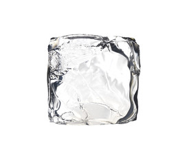 square ice cube isolated on white background