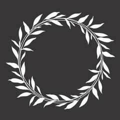 Sticker - White leaf wreath circle frame vector design