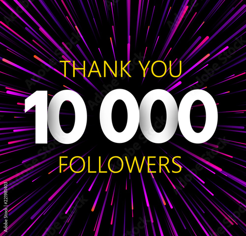 Fotografia, Obraz Thank you 10000 followers. Purle abstract festive poster.