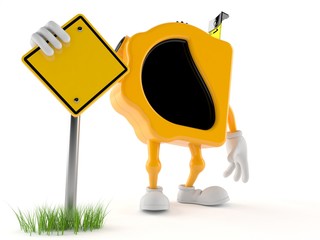 Poster - Measure tape character with blank road sign