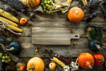 Wall Mural - Thanksgiving dinner setting. Autumn dinner table