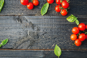 Cherry tomatoes with copy space