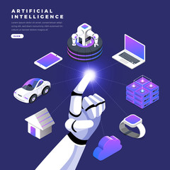 Canvas Print - Isometric Artificial Intelligence