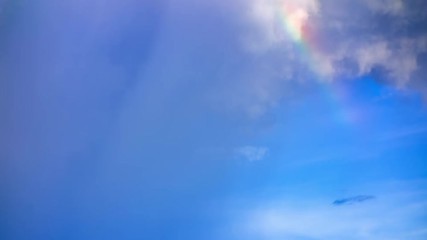 Wall Mural - time lapse rainbow revealed after rain clouds 4k.