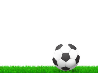 soccer ball  on grass over white