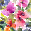 Watercolor colorful florals. Floral background. Floral greeting card. Floral design.