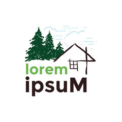 Wall Mural - Cabin and Lodges Home in Pine Forest