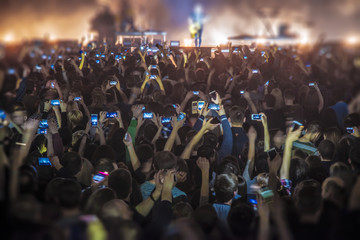 people at the concert with the phones